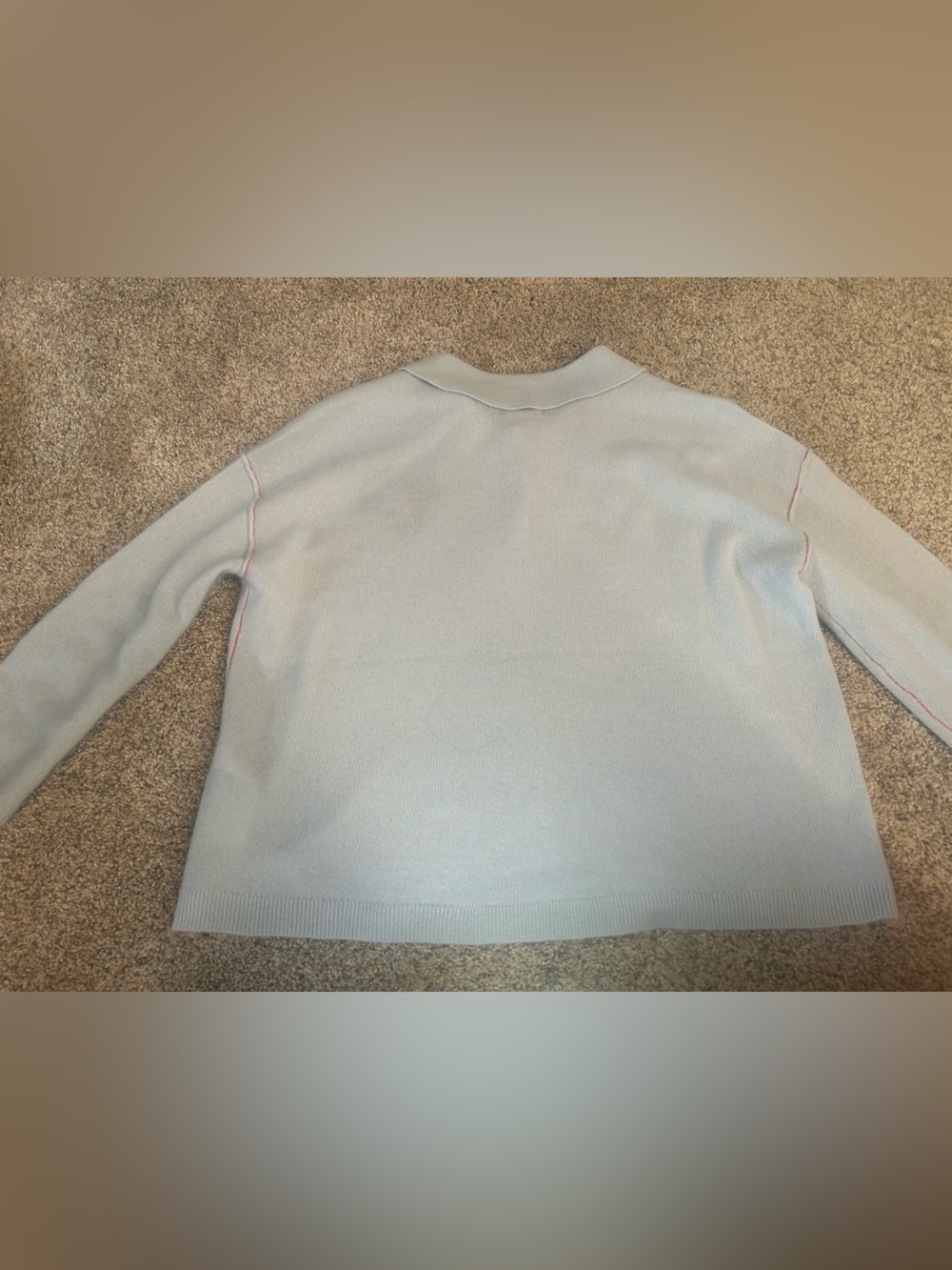 Anthropologie Pilcro The Jensen Cashmere Polo Sweater Dog Motif Blue S - Picture 6 of 6